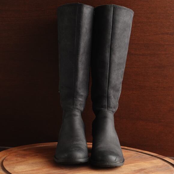 Teva Boots Womens SZ 8 BLK Foxy Tall Leather Waterproof Zip Riding Casual READ - Picture 3 of 16